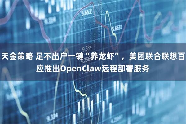 天金策略 足不出户一键“养龙虾”，美团联合联想百应推出OpenClaw远程部署服务